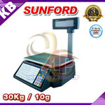 เครื่องชั่งแสดงคำนวณราคา 30kg ความละเอียด 10g หน้าจอแสดงผล LCD ยี่ห้อ SUNFORD รุ่น RLS-1100 พร้อม Build In Printer -พร้อมใบตรวจรับรองจากสำนักงานกลางชั่งตวงวัด
