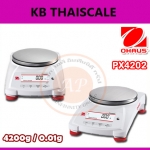 เครื่องชั่ง 4200 กรัม ตาชั่งดิจิตอล 4200 กรัม เครื่องชั่งดิจิตอล 4200 กรัม ค่าละเอียด 0.01 กรัม ทศนิยม 2 ตำแหน่ง ยี่ห้อ OHAUS รุ่น PX4202
