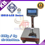 เครื่องชั่งดิจิตอลกันน้ำ เครื่องชั่งน้ำหนัก 60กิโล เครื่องชั่งน้ำหนักดิจิตอล 60kg ความละเอียด 5g แท่นชั่งขนาด 30x40cm. ยี่ห้อ SDS รุ่น IDS12-LCD Series