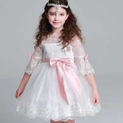 Gd2531- พร้อมส่งจากไทย ชุดเดรสออกงานเด็กสีขาว