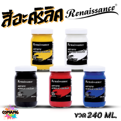 Renaissance Artists acrylic color สีอะคริลิค กันน้ำ แบบขวด ขนาด 240มล มี 5สี พร้อมส่ง