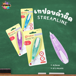 Elephant เทปลบคำผิด สตรีมไลน์ ยาว4เมตร รุ่นStreamline คละสี Correction Tape ลิควิดเทป ตราช้าง