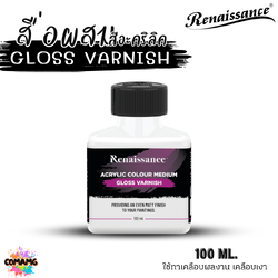 Renaissance สื่อผสมสีอะคริลิค GLOSS VARNISH เคลือบภาพสีอะคริลิคให้เกิดความเงา ขนาด 100ml พร้อมส่ง