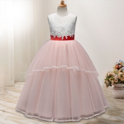 Gd2827- พร้อมส่งจากไทย ชุดเดรสออกงานเด็กสีชมพูโอโรส