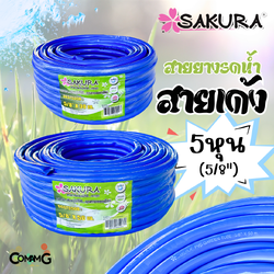 Sakura สายยางรดน้ำ สายเด้ง PVC ขนาด5หุน(5/8") แข็งแรง ทนทาน ม้วน30เมตร 50เมตร