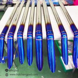 ตัวอย่างงานเคลือบสี ชุบสี ปลายท่อ สีน้ำเงินพันลาย | PVD coating