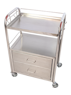 รถเข็นฉุกเฉินช่วยชีวิต Emergency Cart 2 ลิ้นชัก สแตนเลส รหัส PP050 (ก)