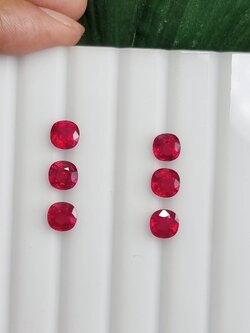 พลอยทับทิมเผาใหม่ อาฟริกา 7.1-7.3มม.ขายยกชุด 6 เม็ด