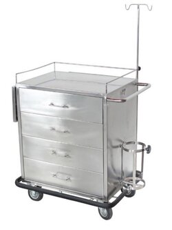 รถเข็นฉุกเฉินสแตนเลส รุ่น PP053 (Emergency Cart)