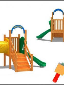 เครื่องเล่นไม้ ชุดบ้านไม้สไลเดอร์