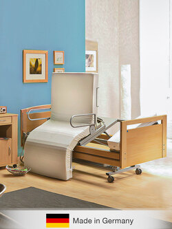 ชุดเตียงผู้ป่วยปรับไฟฟ้า ปรับหมุนนั่งด้านข้างได้ MOBILIA CURA E PLUS + มาพร้อมฟูกที่นอน จากประเทศเยอรมนี + แถมพิเศษ ชุดผ้าปูที่นอน + ผ้ายาง