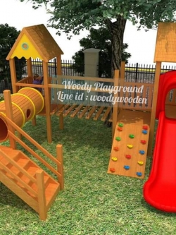 เครื่องเล่นสนามไม้ ชุดบ้านไม้แสนสนุก 1