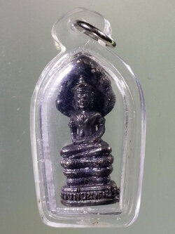 Antig Pim 149 รูปหล่อหลวงพ่อนาคปรก เลี่ยมพลาสติก มาแต่เดิม ไม่ทราบวัดที่ไหนสร้าง พระรายการนี้ให้เช่าบูชาแล้ว