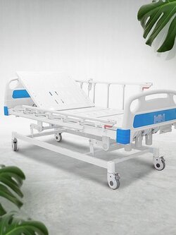 เตียงผู้ป่วยแบบผสม Hybrid 4 ฟังก์ชั่น (ไฟฟ้า และ มือหมุน 2 IN 1) ไฟฟ้าดับ สามารถปรับด้วยมือหมุนได้ + แถมพิเศษ ฟูกที่นอน 4 ตอน + ชุดผ้าปูที่นอน ปลอกหมอน + ผ้ายางกันเปื้อน