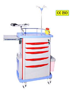 รถเข็นพยาบาลฉุกเฉินช่วยชีวิต Emergency Cart มีที่สำหรับตั้ง Laptop รุ่น SL-F09-2