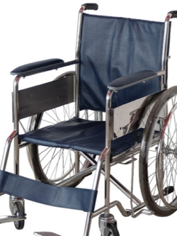 รถเข็นวีลแชร์ผู้ป่วยสแลนเลส รุ่น PP045(A) แบบพับได้