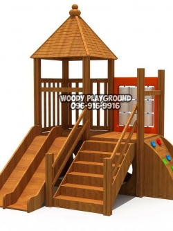 เครื่องเล่นสนามกลางแจ้ง ชุดบ้านไลด์เดอร์ไม้