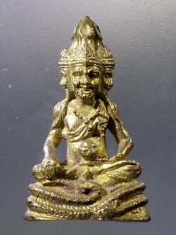 Antig Pim 064 รูปหล่อ พ่อปู่ฤาษีพรหมเมศ เนื้อทองสตางค์ ไม่ทราบสำนัก งานเก่ามีอายุครับ