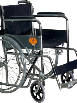 รถเข็นผู้ป่วยโครงเหล็กชุบโครเมี่ยมรุ่นมาตรฐาน ล้อซี่ลวด มีเบรคมือ พับเก็บได้ รุ่น CA905H (Wheelchair Series)