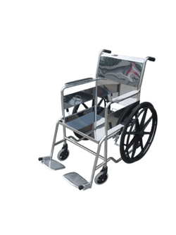 รถเข็นวีลแชร์ผู้ป่วยสแตนเลส รุ่น PS56(A) แบบพับไม่ได้ พร้อมเบาะรองนั่ง ล้อแม็กซ์