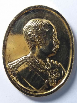 รหัสสินค้า อยุธยา 027 เหรียญกะไหล่ทองรัชกาลที่ 5 วัดเสนาสนาราม จังหวัดอยุธยา สร้างปี 2539