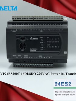 Delta PLC DVP24ES200T 16DI/8DO 220VAC Power in (Transistor)