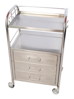 รถเข็นฉุกเฉินช่วยชีวิต Emergency Cart 3 ลิ้นชัก สแตนเลส รหัส PP050 (ข)