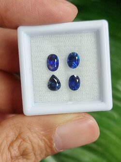 พลอยไพลินเผาเก่า นน.รวม 4 เม็ด 2.55 กะรัต 1 ชุด