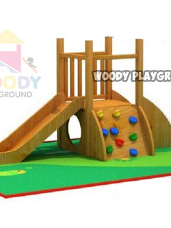 เครื่องเล่นสนาม ชุดสไลเดอร์ไม้ หินเทียม