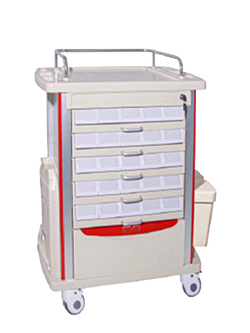 รถเข็นฉุกเฉิน สำหรับจ่ายยา 50 ช่อง รุ่น SL-F08-2 (Emergency Trolley)