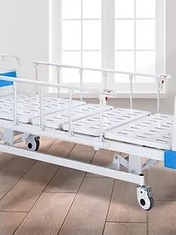 เตียงผู้ป่วยปรับไฟฟ้า 4 ฟังก์ชั่น มาตรฐาน หัวท้าย ABS ราวสไลด์ + แถมพิเศษ ฟูกที่นอน 4 ตอน