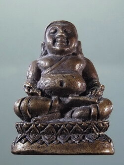 Antig FB 12701 รูปหล่อเนื้อทองเหลืองเก่า พระสังกัจจายน์ ฐานบัว ไม่ทราบที่