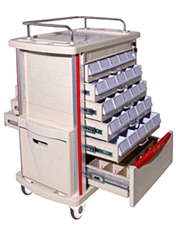 รถเข็นฉุกเฉิน สำหรับจ่ายยา 50 ช่อง รุ่น SL-F08-2 (Emergency Trolley)