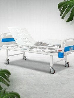 เตียงผู้ป่วยมือหมุน 2 ไกร์ หัว-ท้าย ABS ราวสไลด์ (Manual Hospital Bed) + แถมพิเศษ ฟูกที่นอน 4 ตอน