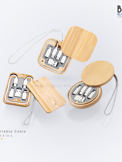 กล่องอุปกรณ์ไอทีพรีเมี่ยมไม้ เก็บหัวสายชาร์จแบบฝาปิด