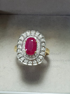 แหวนทับทิมประดับเพชร