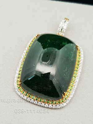 จี้กรีนทัวมาลีนล้อมซาโวไรท์เพชร