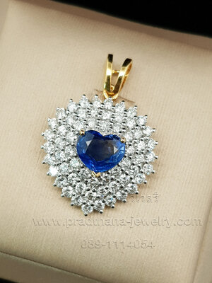 จี้หัวใจไพลินล้อมเพชร