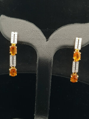 ต่างหูบุษราคัมสลับเพชร