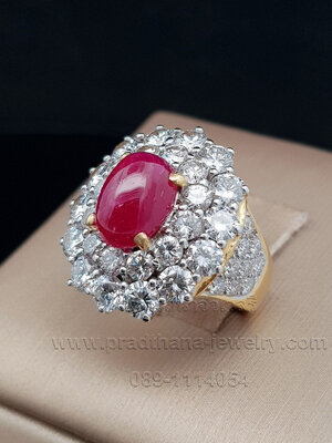แหวนทับทิมล้อมเพชร 2 ชั้น