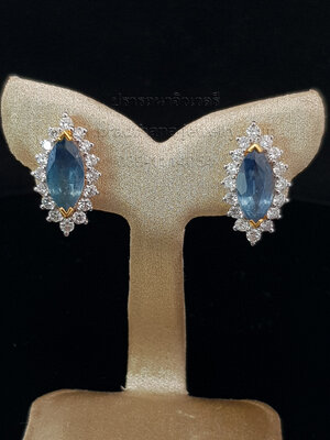 ต่างหูไพลินมาคีส์ล้อมเพชร