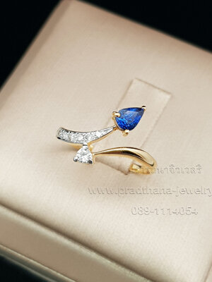 แหวนไขว้เพชรไพลิน