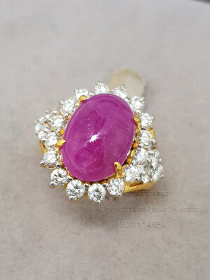 แหวนทับทิมประดับเพชร