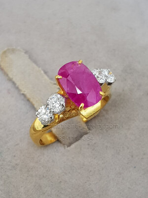 แหวนทับทิมบ่าเพชร