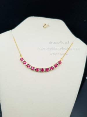 สร้อยคอแถวทับทิมคั่นเพชร **จองแล้ว**