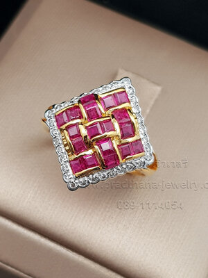 แหวนทับทิมสานประดับเพชร