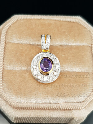 จี้แซฟไฟร์สีม่วงมล้อมเพชร