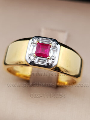 แหวนปลอกมีดทับทิมประดับเพชร **ขายแล้ว**