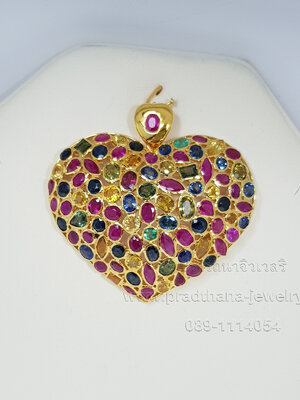จี้หัวใจพลอยหลากสี
