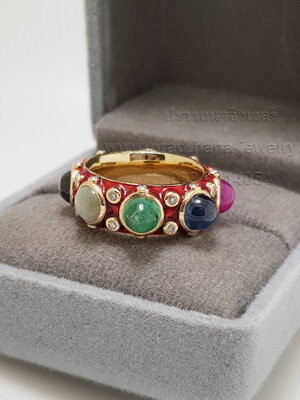 แหวนพิรอดนพเก้าลงยาแดง